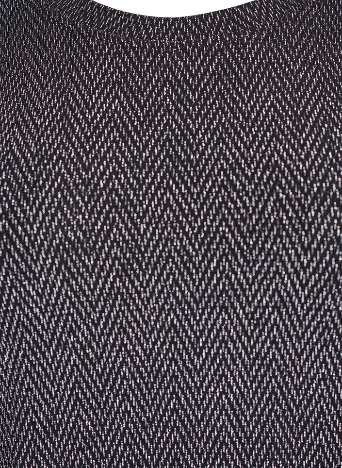 Bluse mit Fischgr&auml;tenmuster und Glitzerfaden, Schwarz, Packshot image number 2