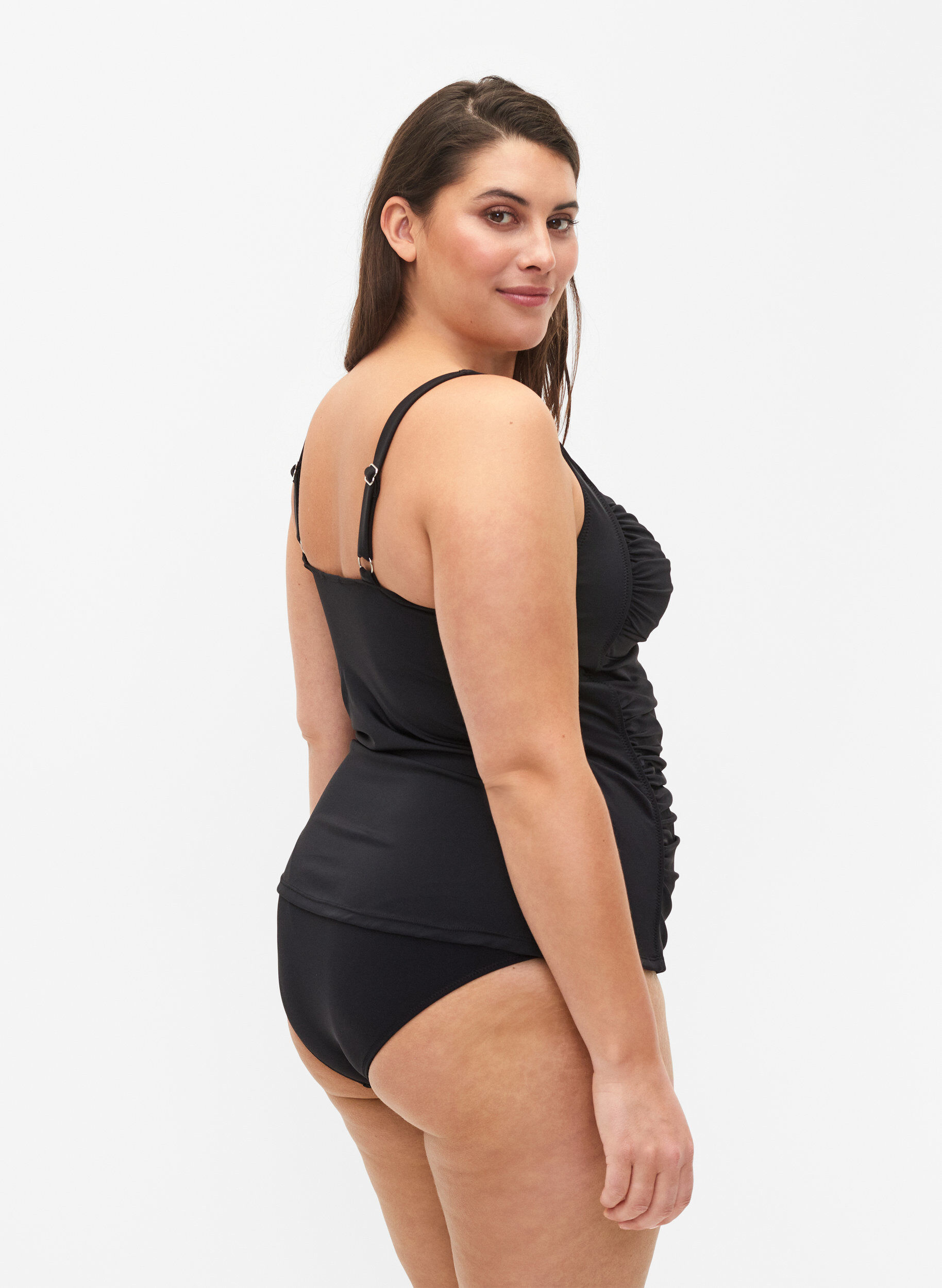 Zizzi Tankini mit Drapierung, Schwarz, Model image number 1