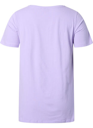 Einfarbiges basic T-Shirt aus Baumwolle, Lavender, Packshot image number 1