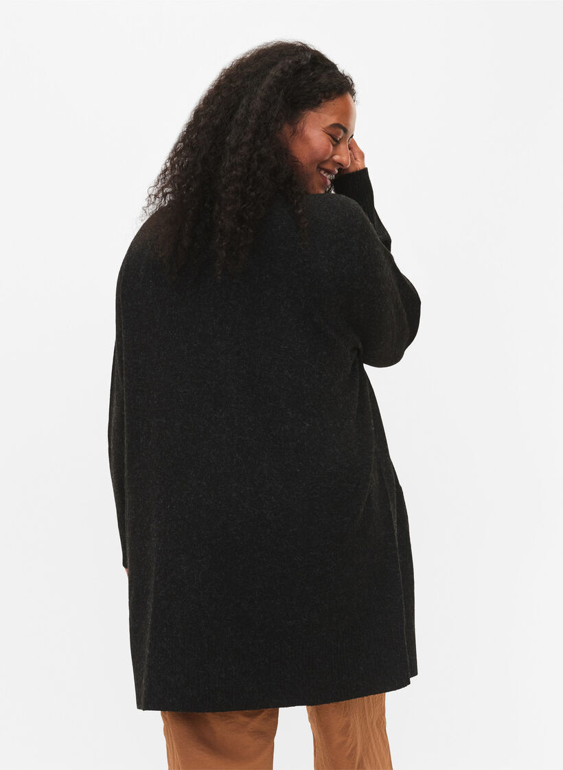Gemusterter Strickcardigan mit Taschen, Grau, Model image number 2