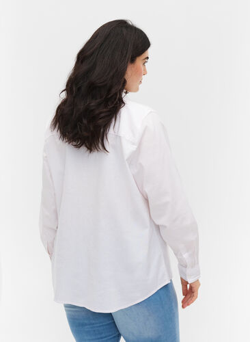 Langarm Hemdbluse aus Baumwolle, Bright White, Model image number 1