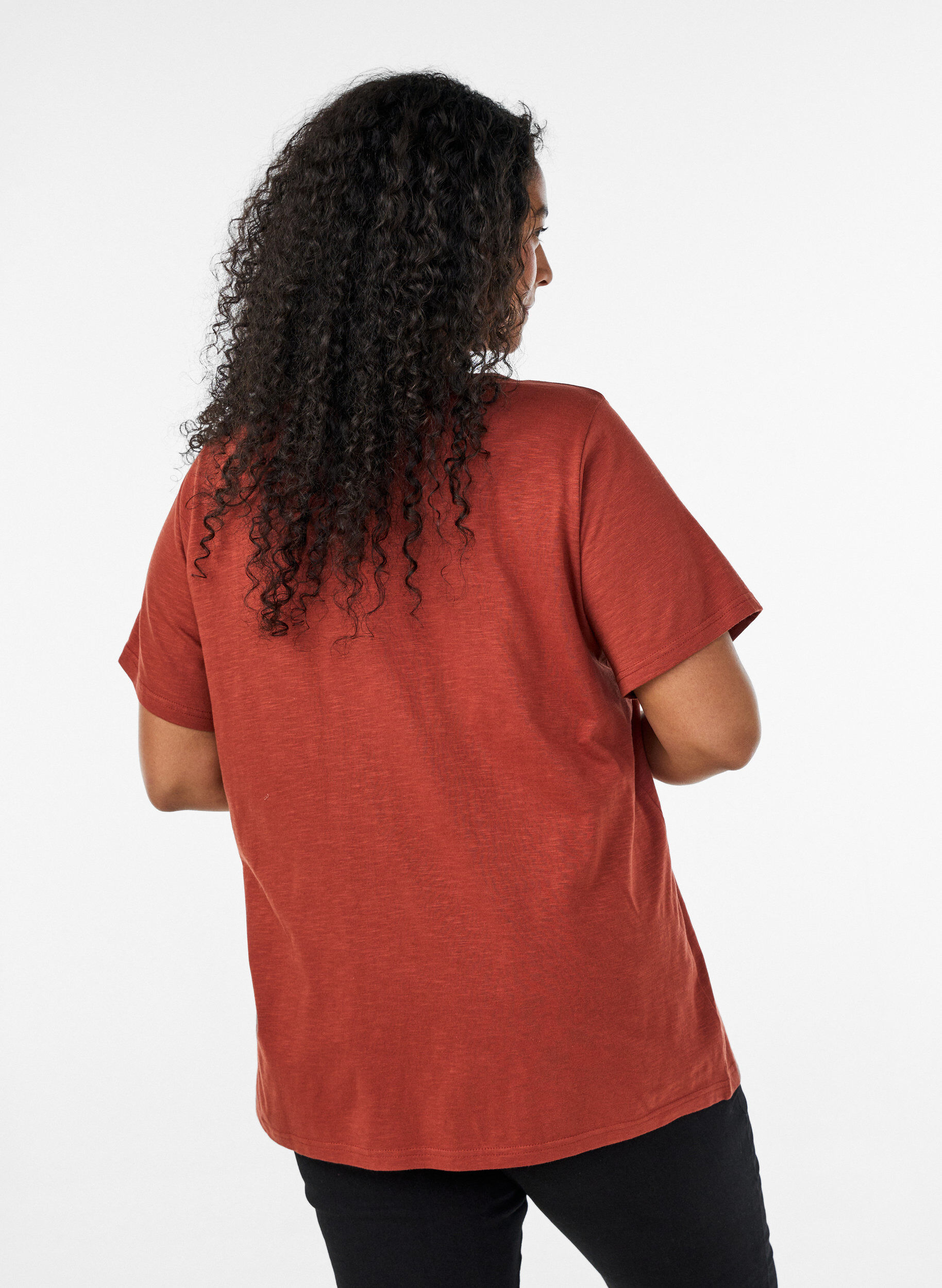 ZizziT-Shirt mit Knopfleiste, Braun, Model image number 0