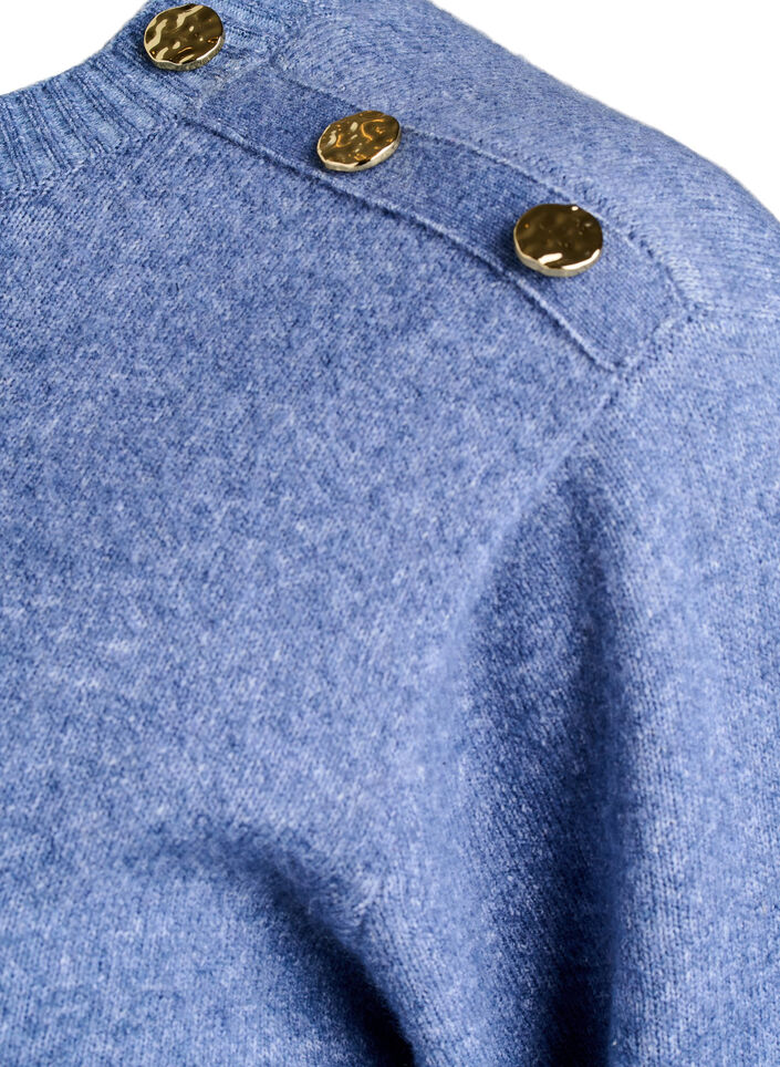 Strickbluse mit Knopfleiste, Blau, Packshot image number 3