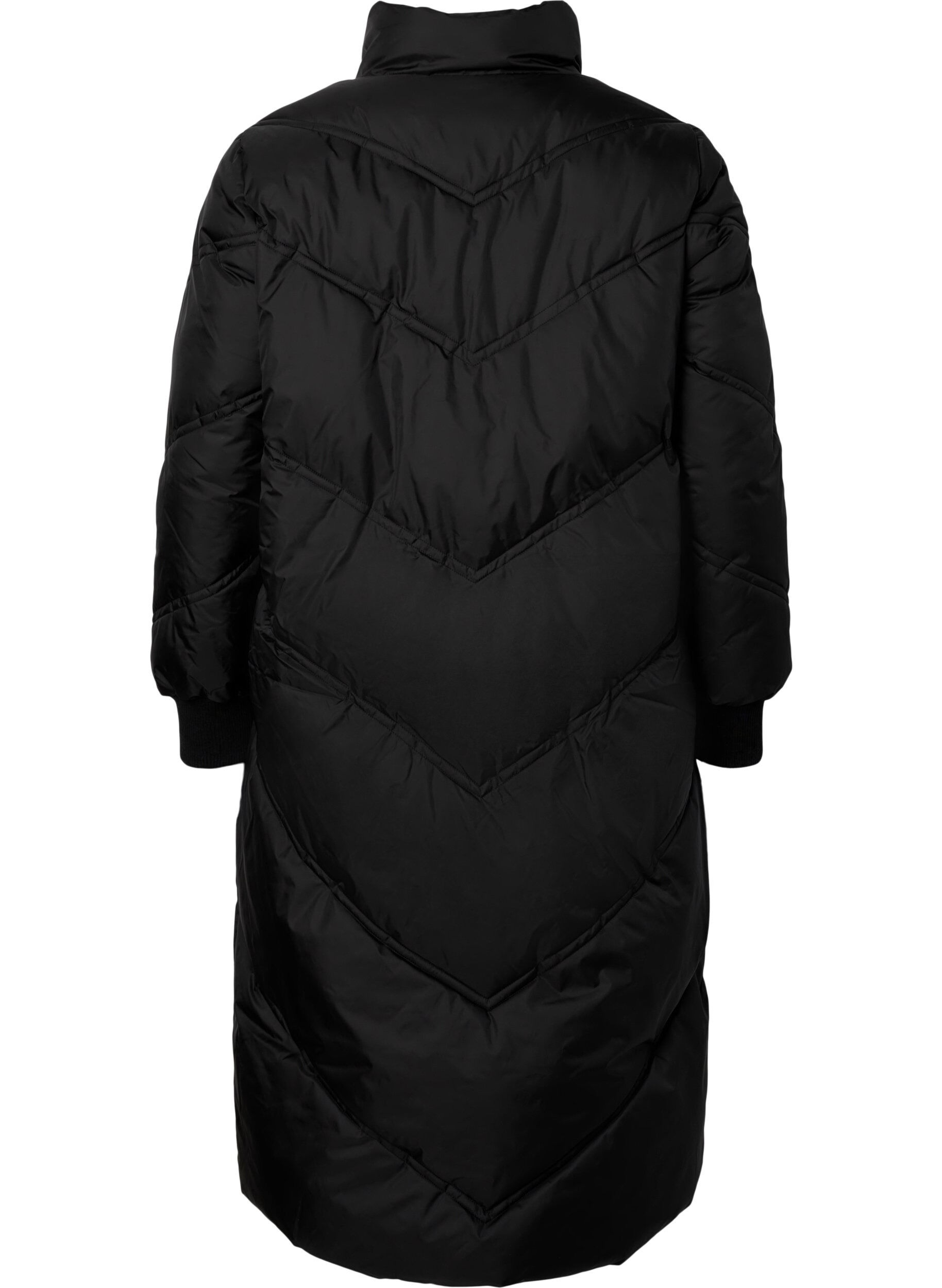 Zizzi Lange Pufferwinterjacke, Black, Packshot image number 1