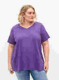 Kurzärmeliges T-Shirt mit A-Linie, Deep Lavender, Model