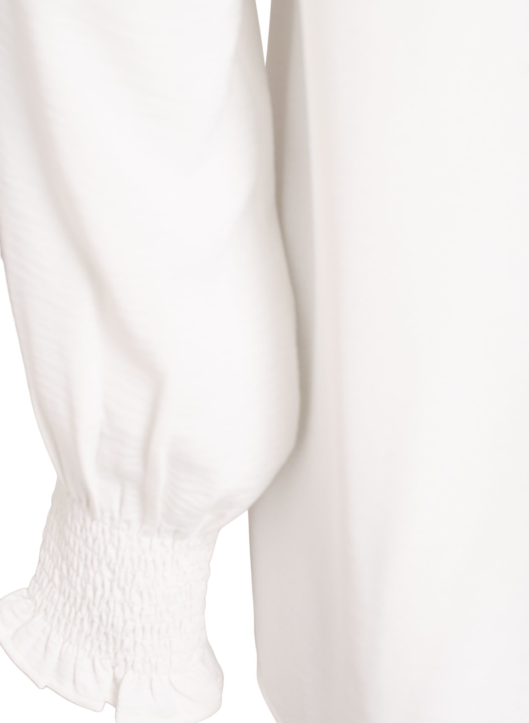 Zizzi Bluse mit Smockb&uuml;ndchen und V-Ausschnitt, Vanille, Packshot image number 3