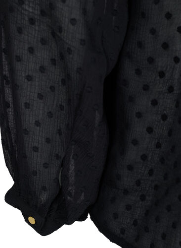 Gepunktete Bluse mit V-Ausschnitt und Perlen, Black w. Cobber, Packshot image number 3