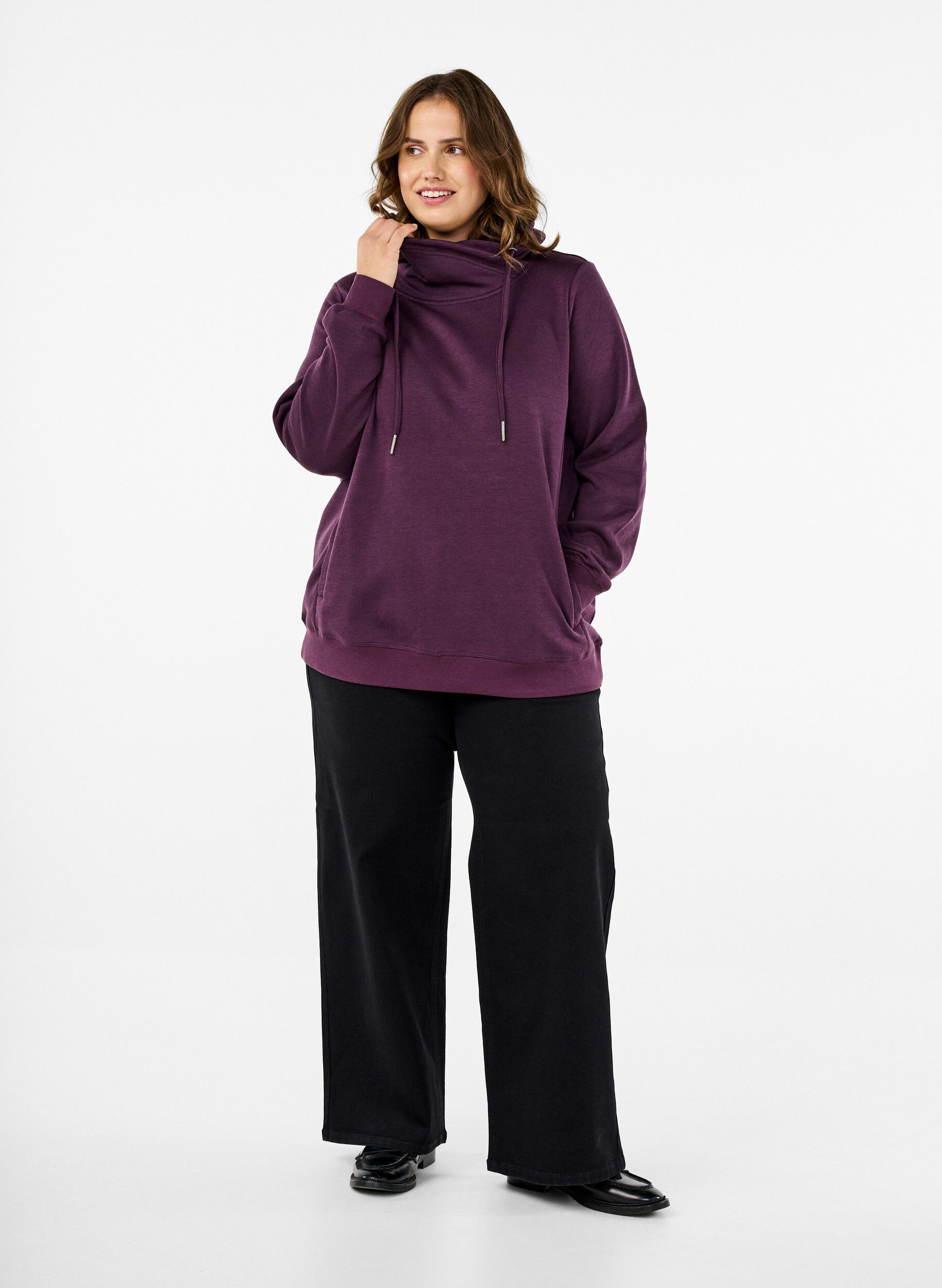 Zizzi FLASH - Sweatshirt mit Stehkragen, Plum Perfect, Model image number 2