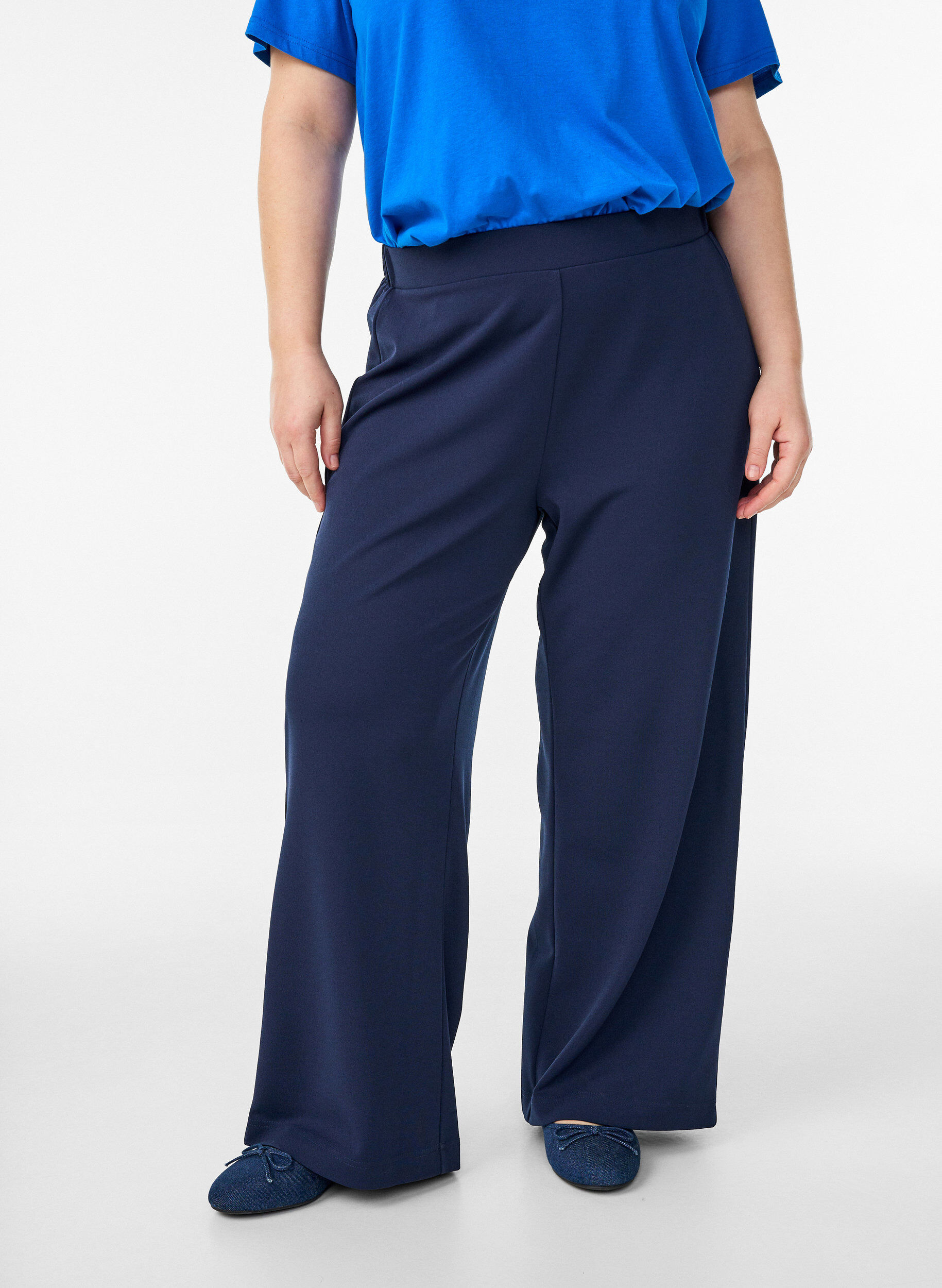 Zizzi FLASH - Hose mit weitem Bein, Blau, Model image number 2