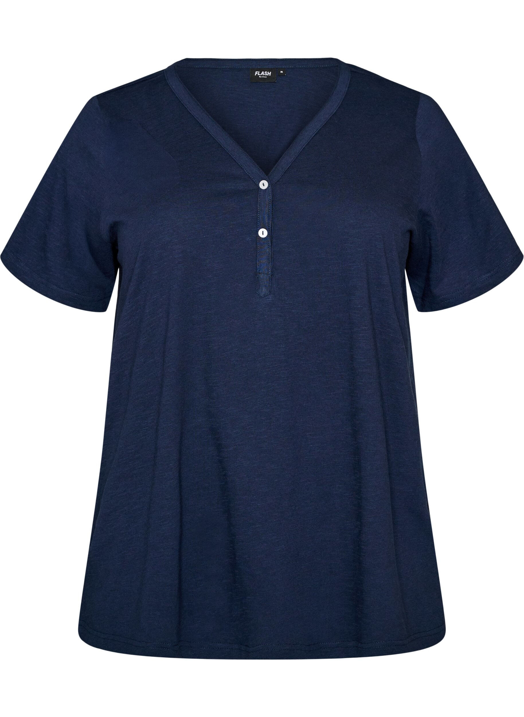 ZizziT-Shirt mit Knopfleiste, Blau, Packshot image number 0