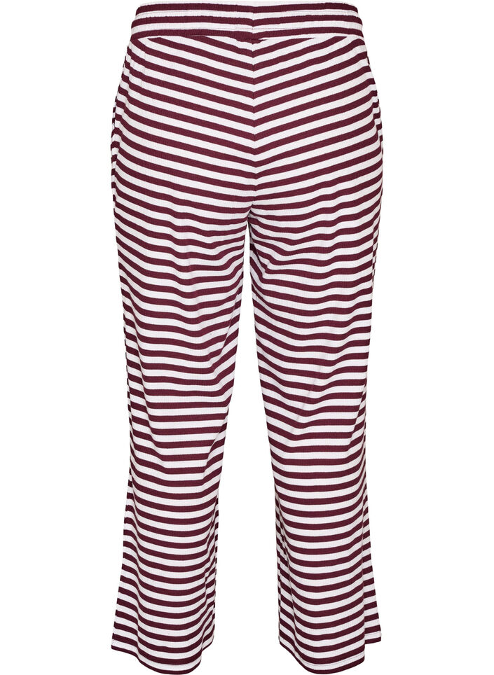 Gestreifte Schlafanzughose mit hoher Taille und weiten Beinen, Rot, Packshot image number 1