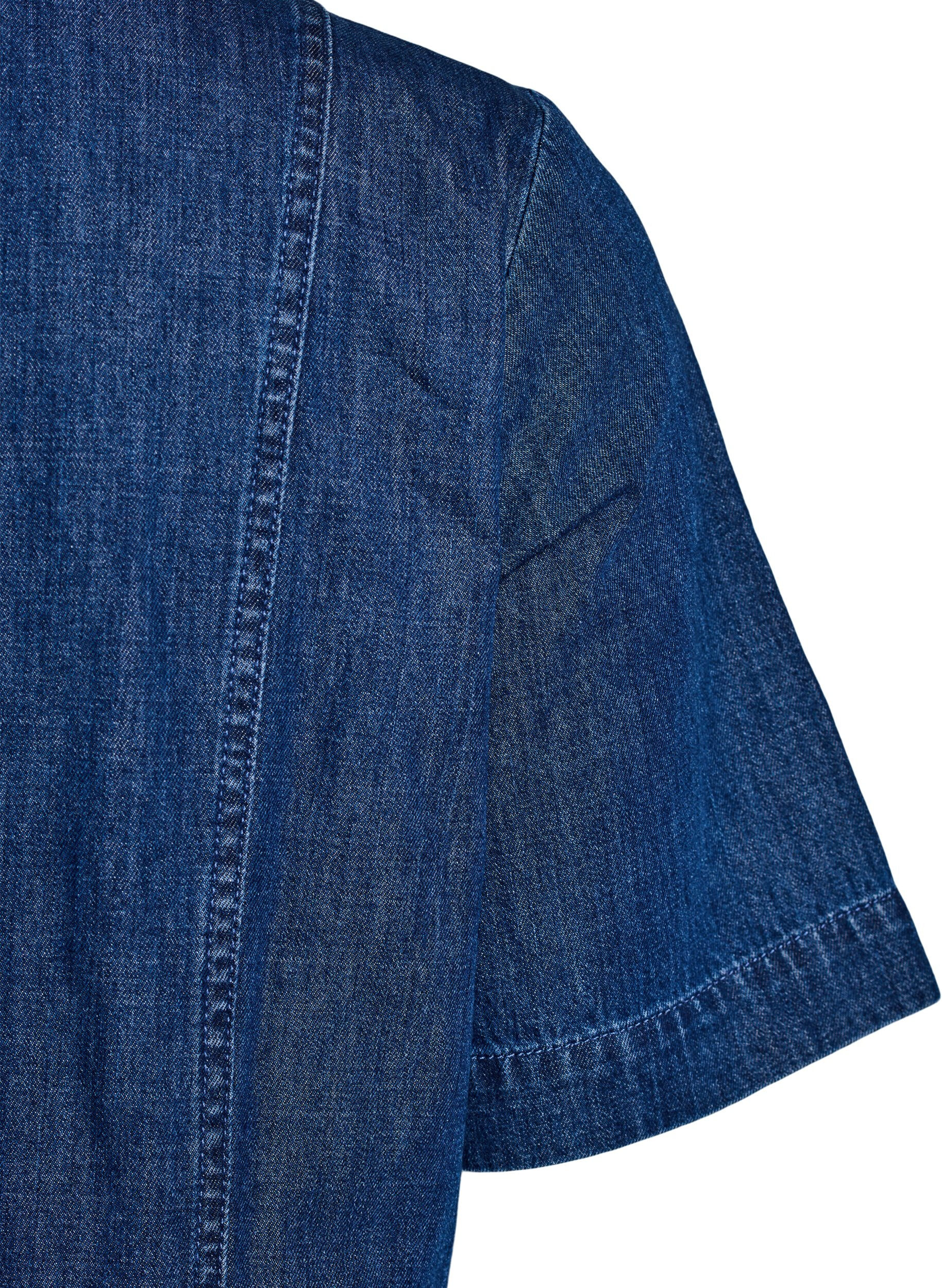 Zizzi Midi-langes jeanshemdkleid, Blau, Packshot image number 4