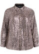 Paillettenbluse mit langen Ärmeln, Braun, Packshot image number 0