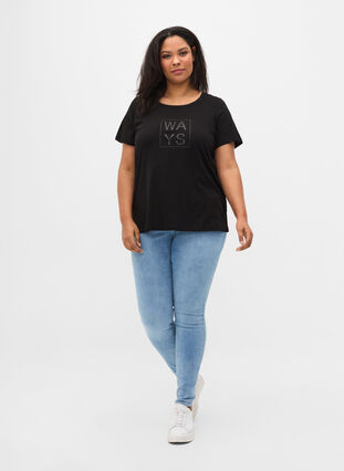 Kurzarm T-Shirt aus Baumwolle mit Aufdruck, Black WAYS, Model image number 2