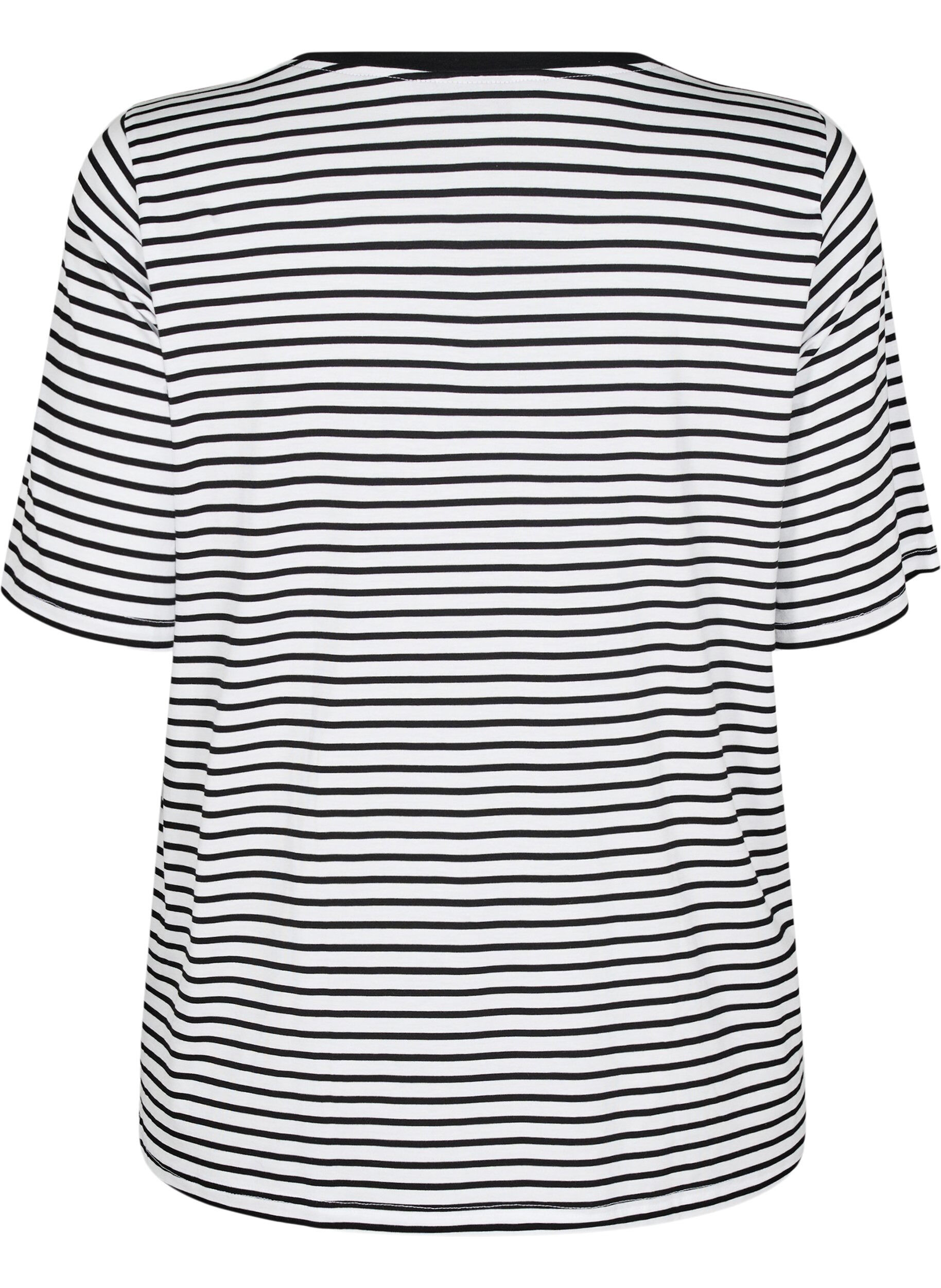 ZizziGestreiftes T-Shirt aus TENCEL&trade; Lyocell, Wei&szlig;, Packshot image number 1