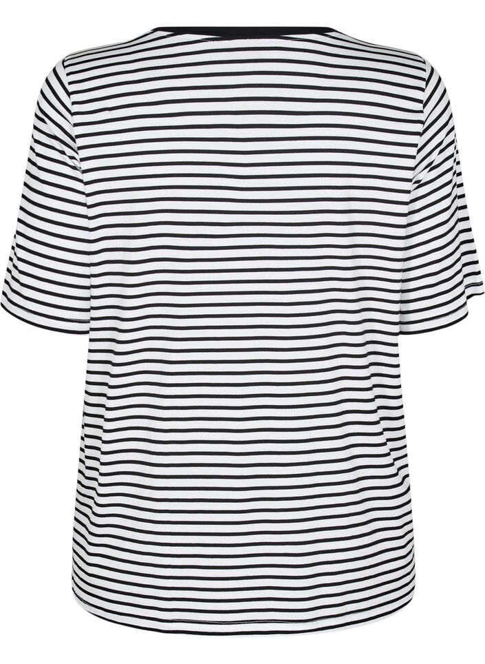 Gestreiftes T-Shirt aus TENCEL&trade; Lyocell, Wei&szlig;, Packshot image number 1