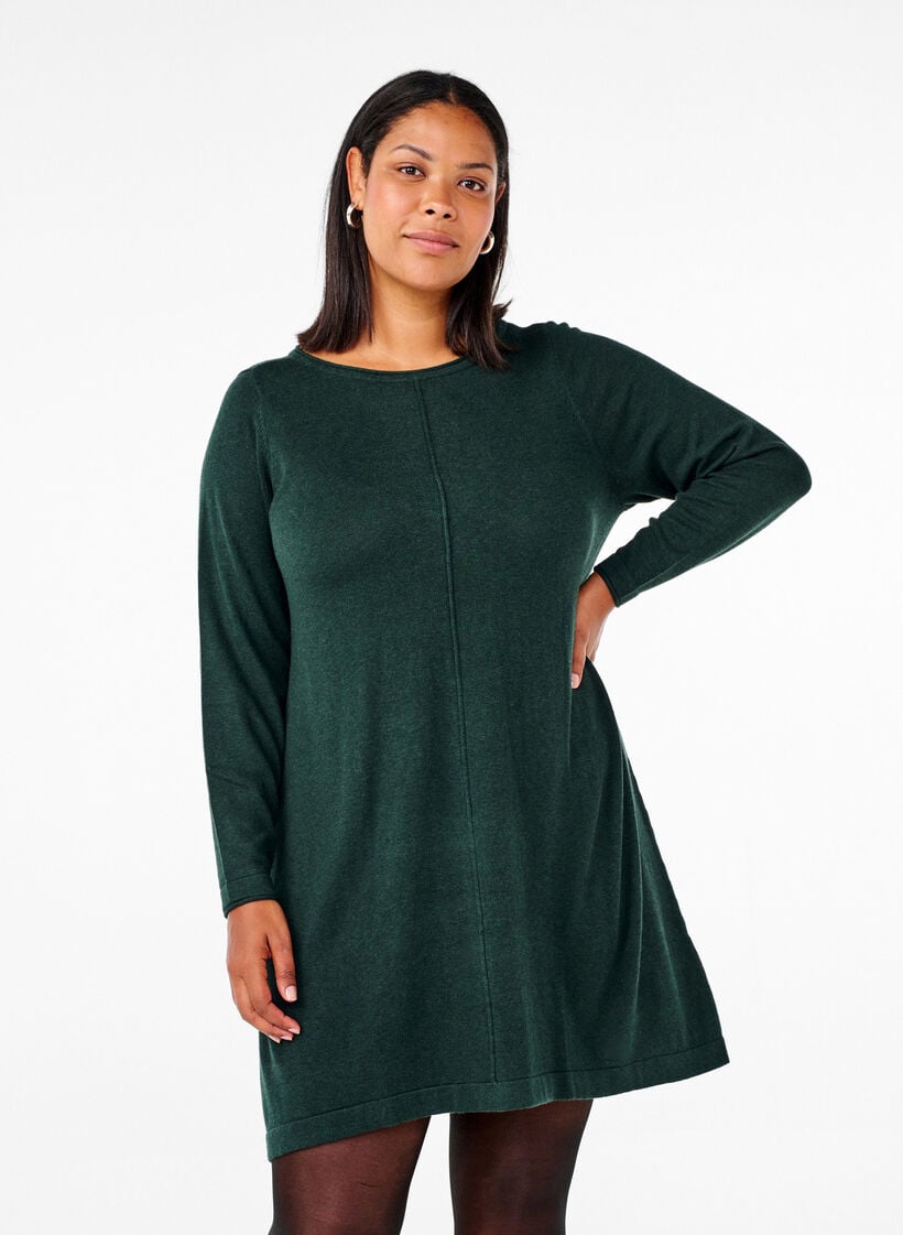Strickkleid aus Baumwoll-Viskose-Mischung, Gr&uuml;n, Model image number 0