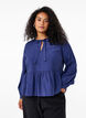Bluse mit Schleife und langen Ärmeln, Blau, Model image number 0
