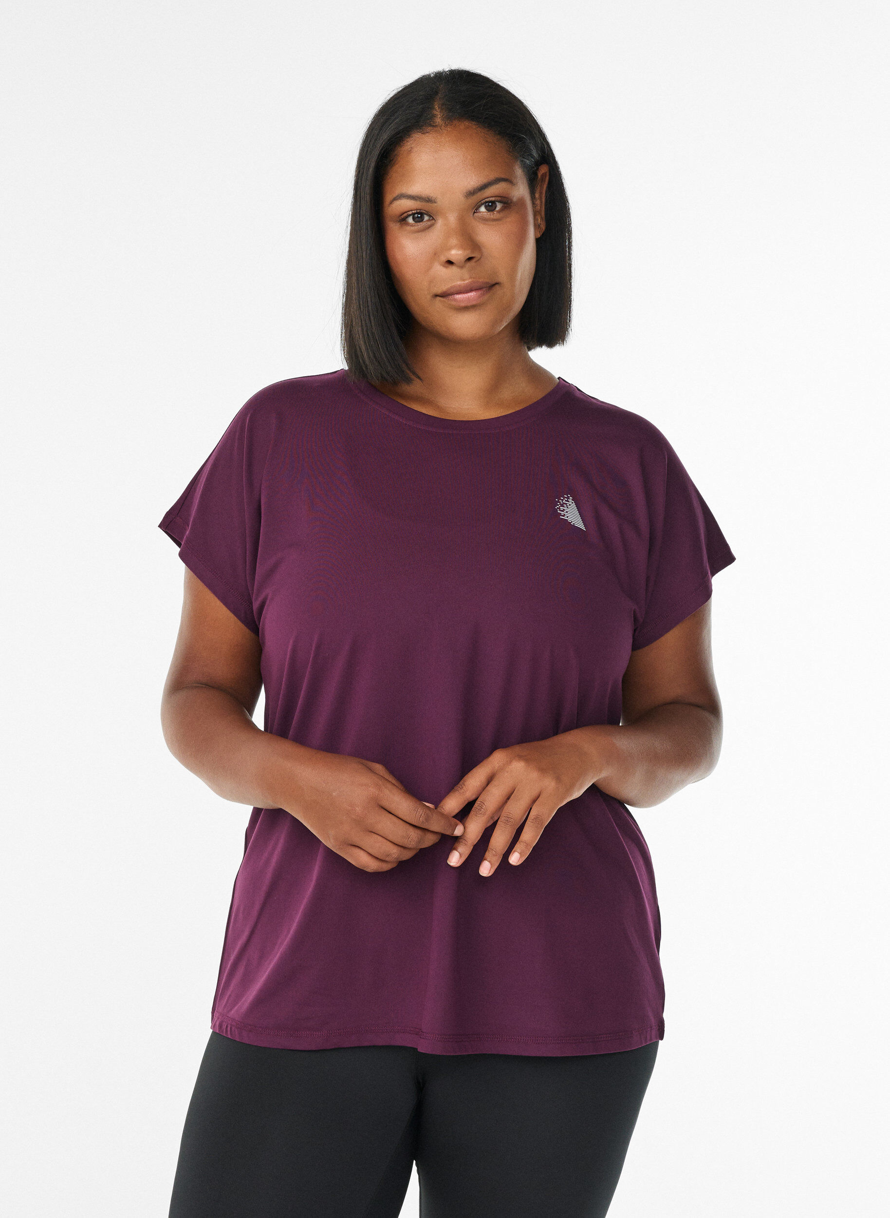 ZizziEinfarbiges Trainings-T-Shirt, Lila, Model image number 0
