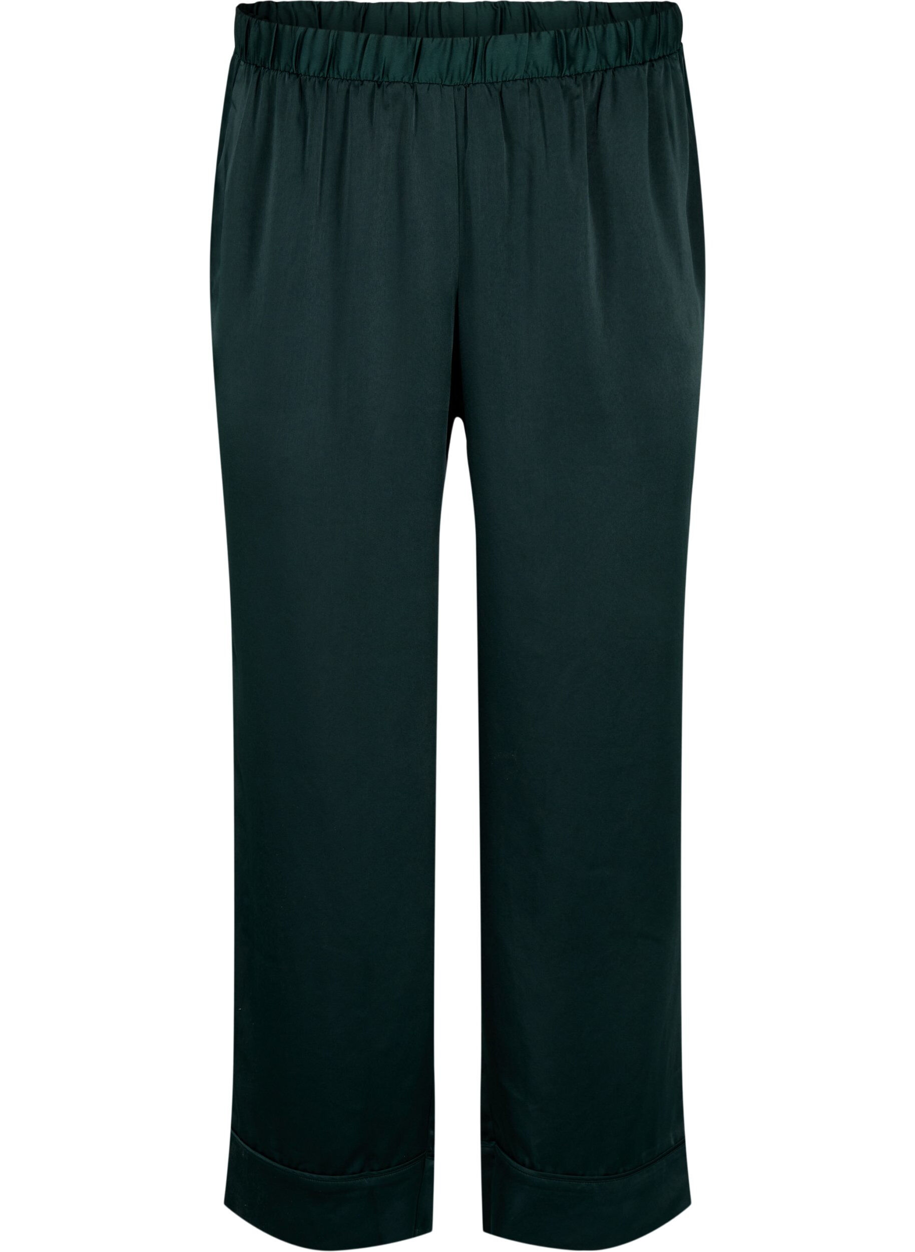 Zizzi Pyjama-Hose aus Satin mit elastischem Bund, Scarab, Packshot image number 0