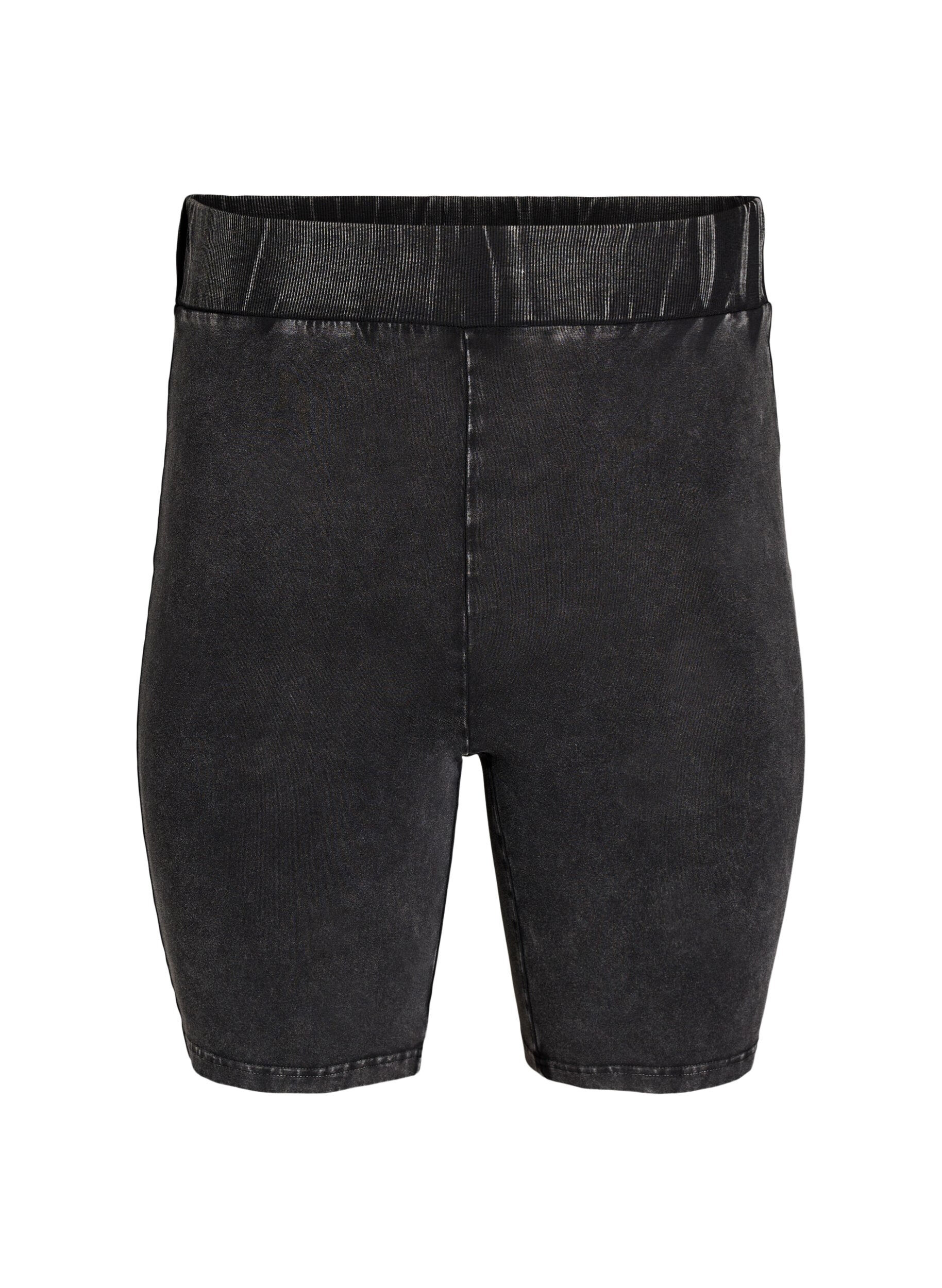 Zizzi Eng anliegende Shorts aus Jersey in Washed-Optik, Schwarz, Packshot image number 0