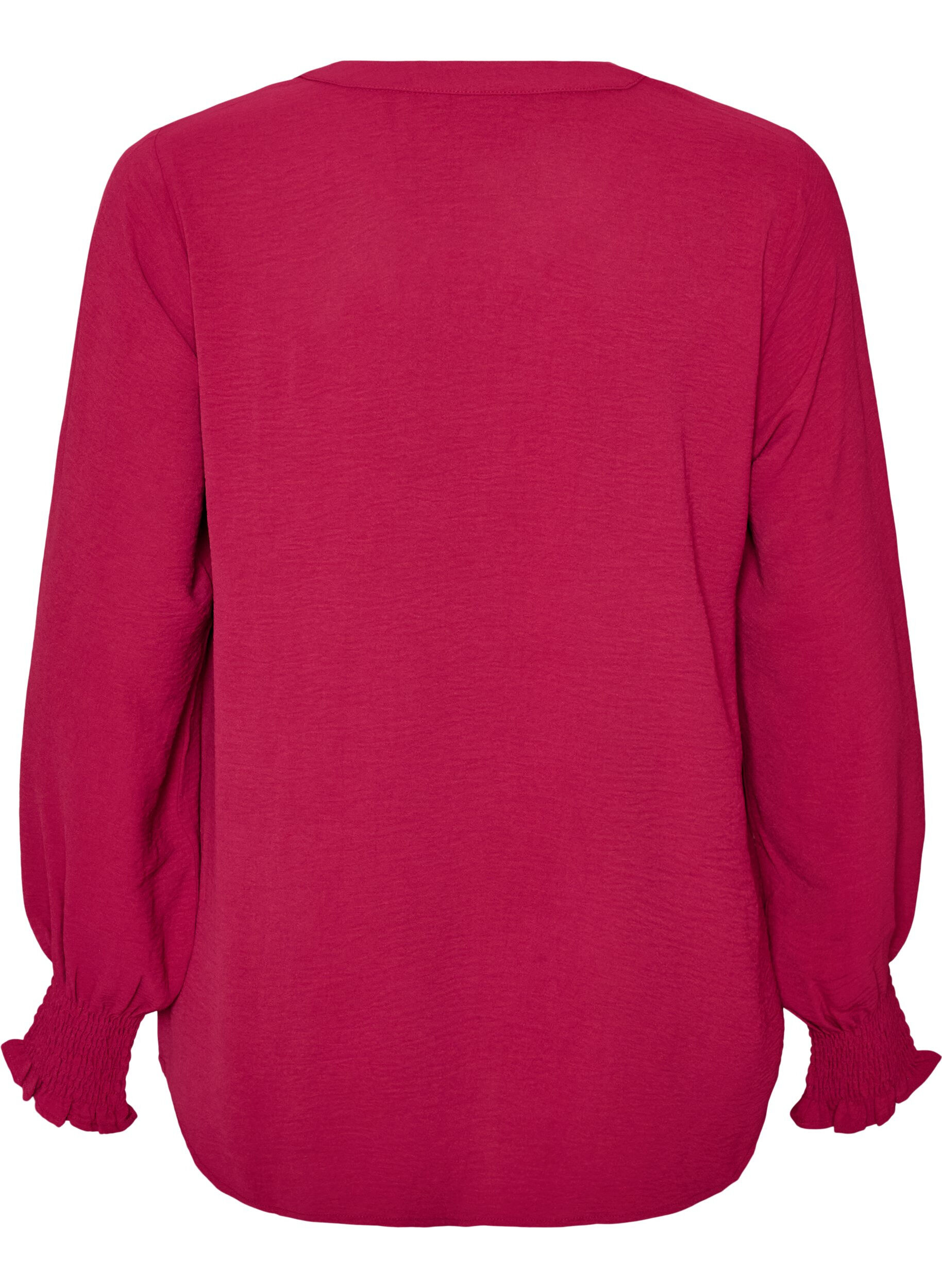 ZizziBluse mit Smockb&uuml;ndchen und V-Ausschnitt, Rot, Packshot image number 1