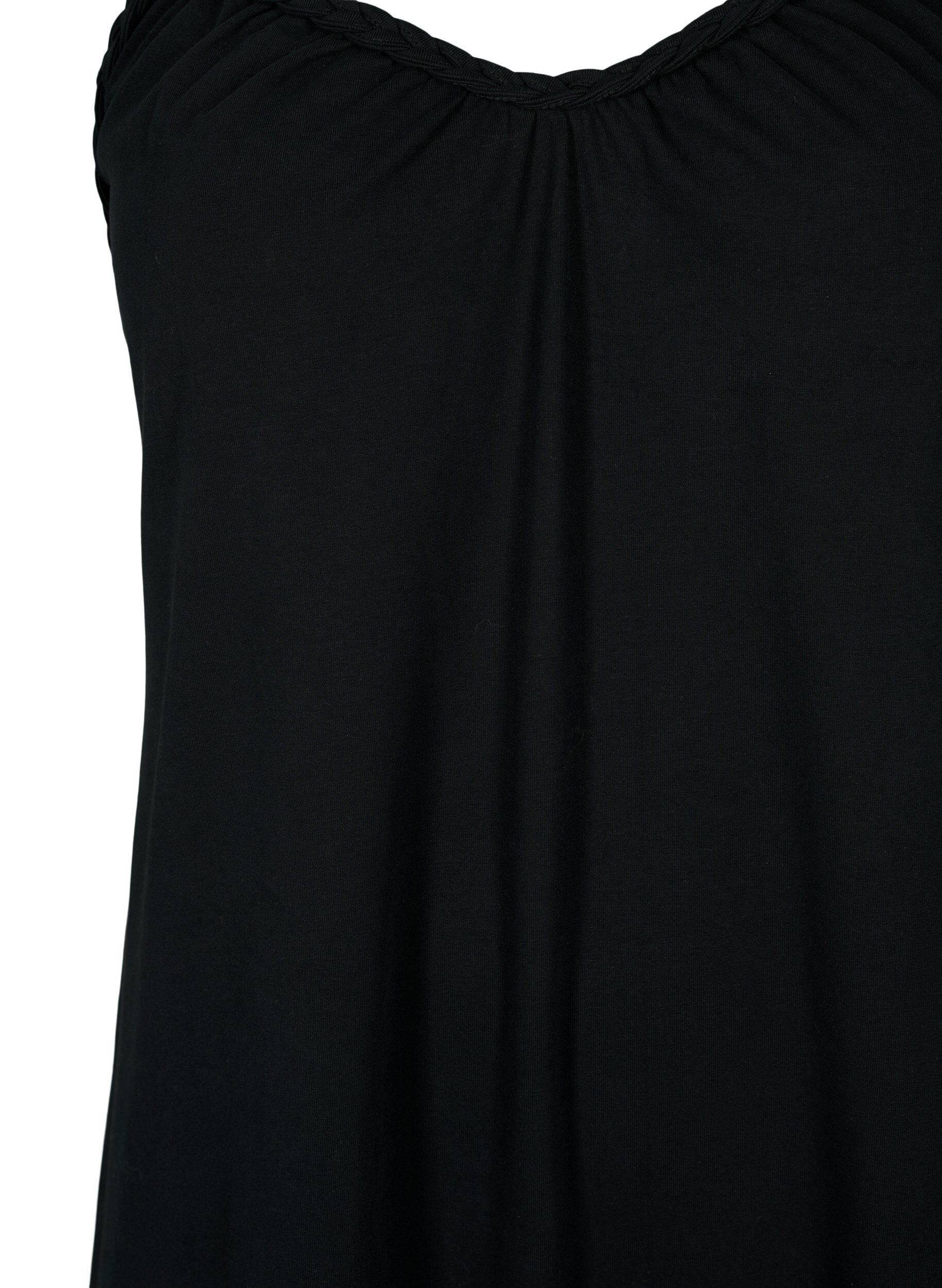 Zizzi Strandkleid aus Viskose mit geflochtenen Tr&auml;gern, Black, Packshot image number 2