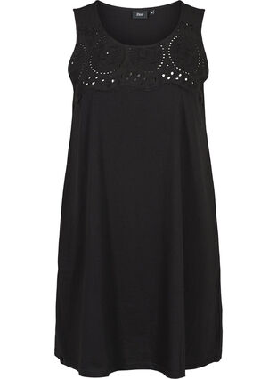 Kleid mit Lochstickerei, Black, Packshot image number 0