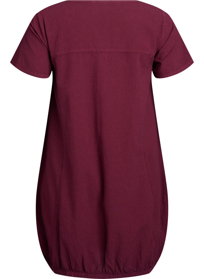 Kurzarm Kleid aus Baumwolle, Dunkles Bordeaux, Packshot image number 1