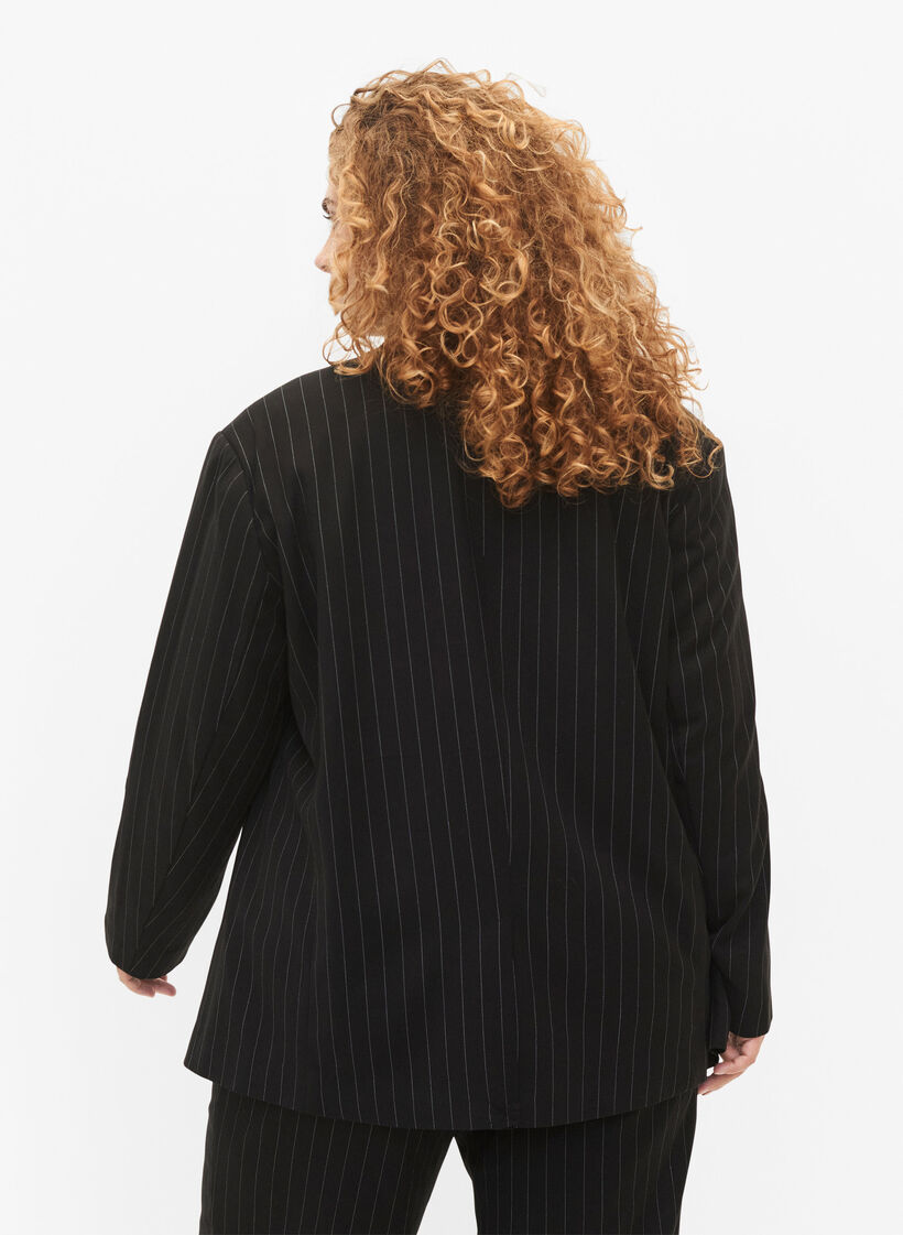 Pinstripe Blazer, Black W. Pinstripe, Model image number 1