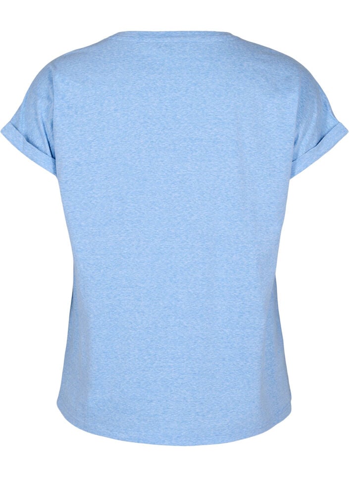 Melange T-Shirt mit kurzen Ärmeln, Blau, Packshot image number 1