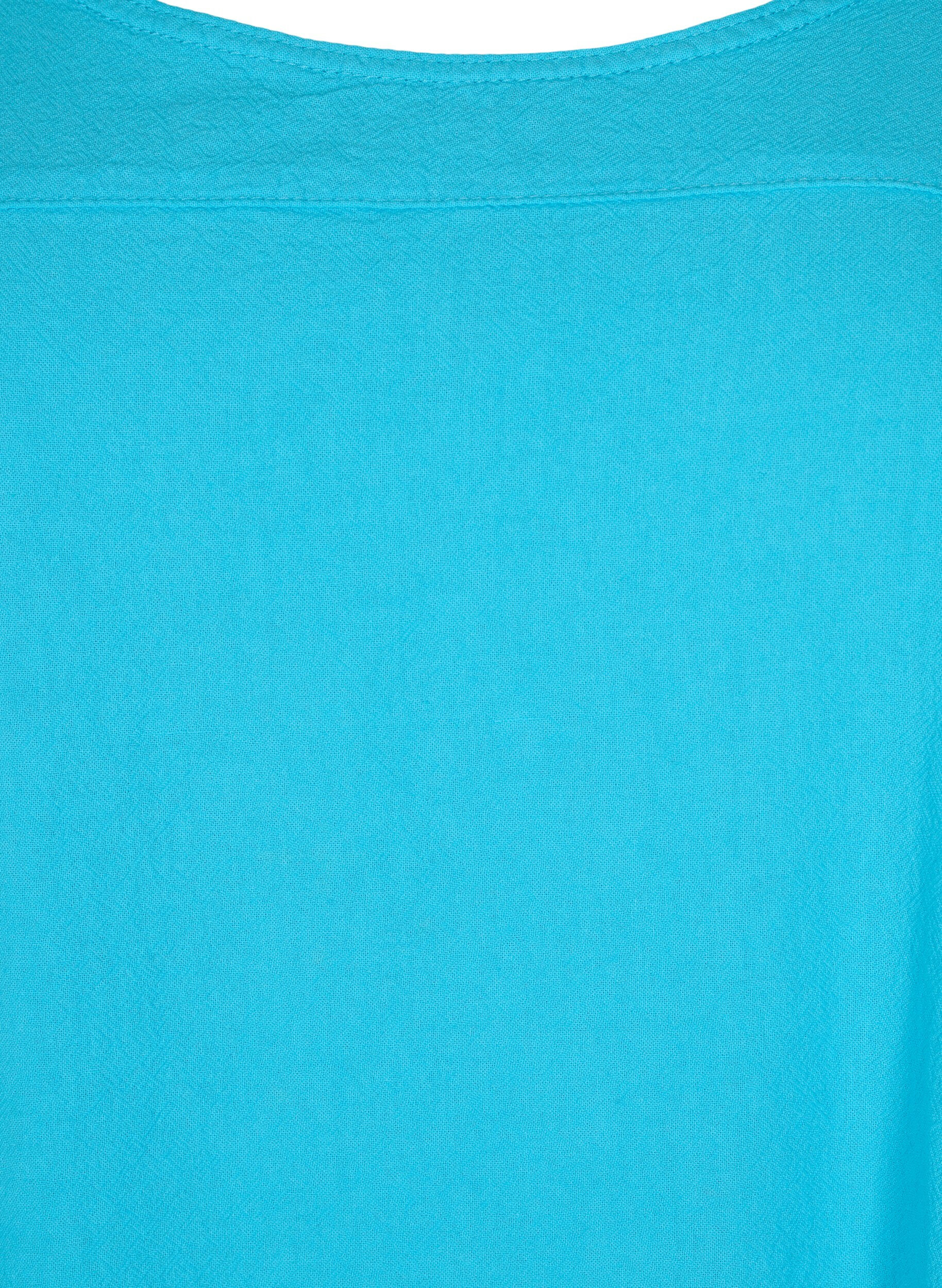 Zizzi Kurzarm Kleid aus Baumwolle, Blau, Packshot image number 2