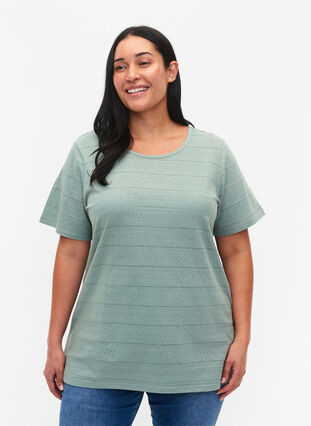 Kurzärmeliges Baumwoll-T-Shirt, Chinois Green, Model image number 0