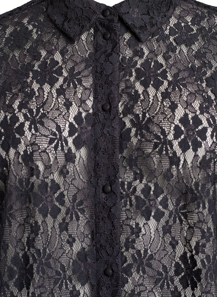 Bluse aus Spitze mit 3/4-Ärmeln, Schwarz, Packshot image number 2