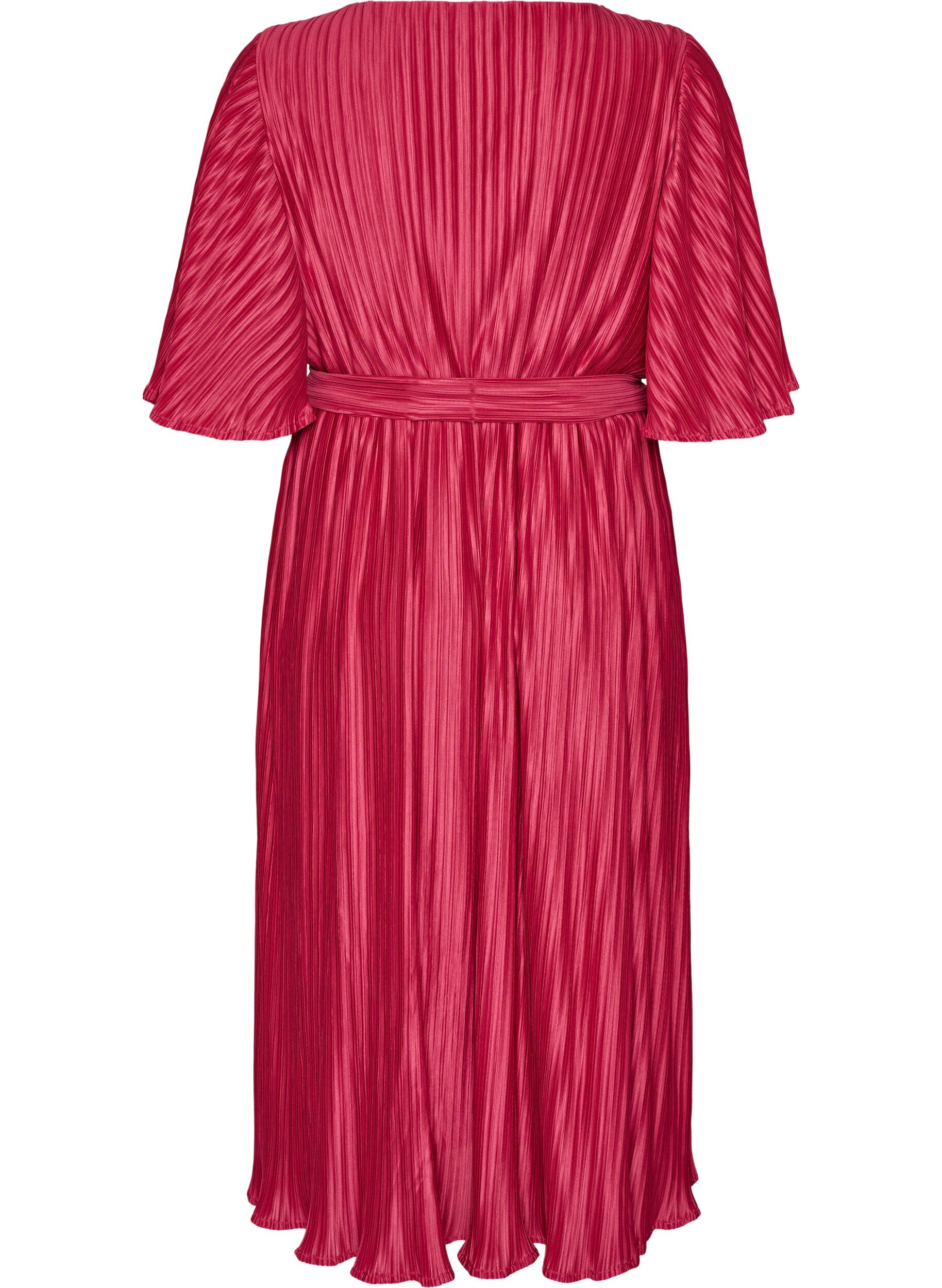 ZizziMidikleid mit Plisseefalten und Fledermaus&auml;rmeln, Pink, Packshot image number 1
