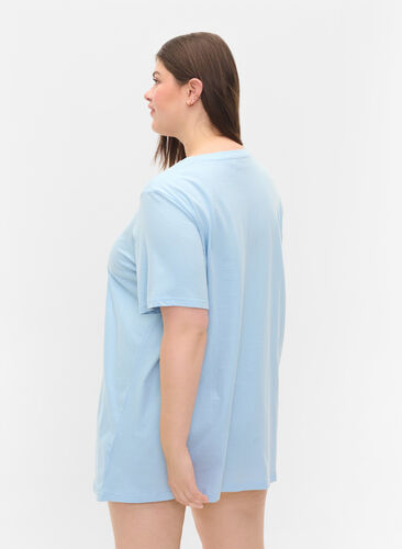 Oversize Schlaf-T-Shirt aus Bio-Baumwolle, Cashmere Blue DREAMS, Model image number 1