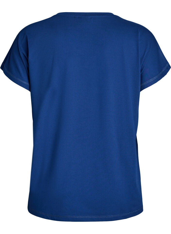 Lockeres Trainings-T-Shirt mit V-Ausschnitt, Blau, Packshot image number 1