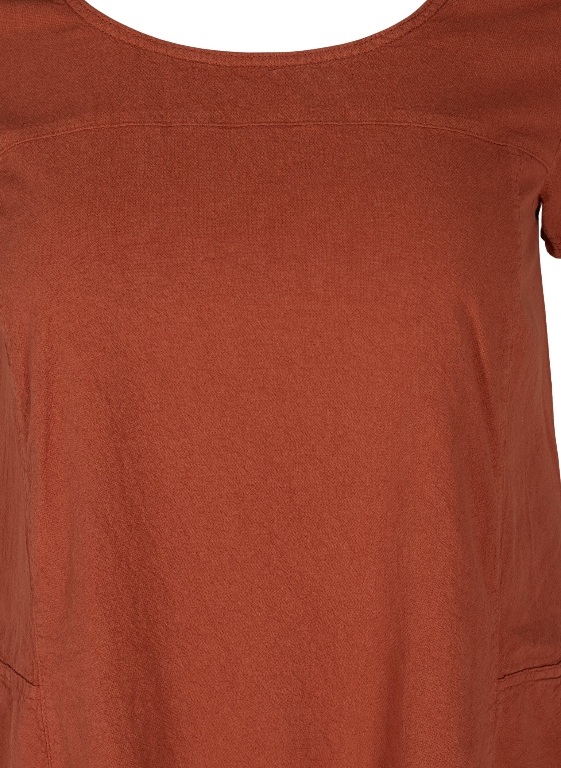 Zizzi Kurzarm Kleid aus Baumwolle, Orange, Packshot image number 2