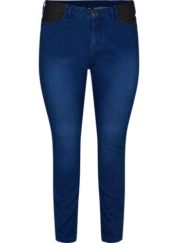 Superschlanke Amy-Jeans mit elastischem Bund, Dark blue, Packshot image number 0