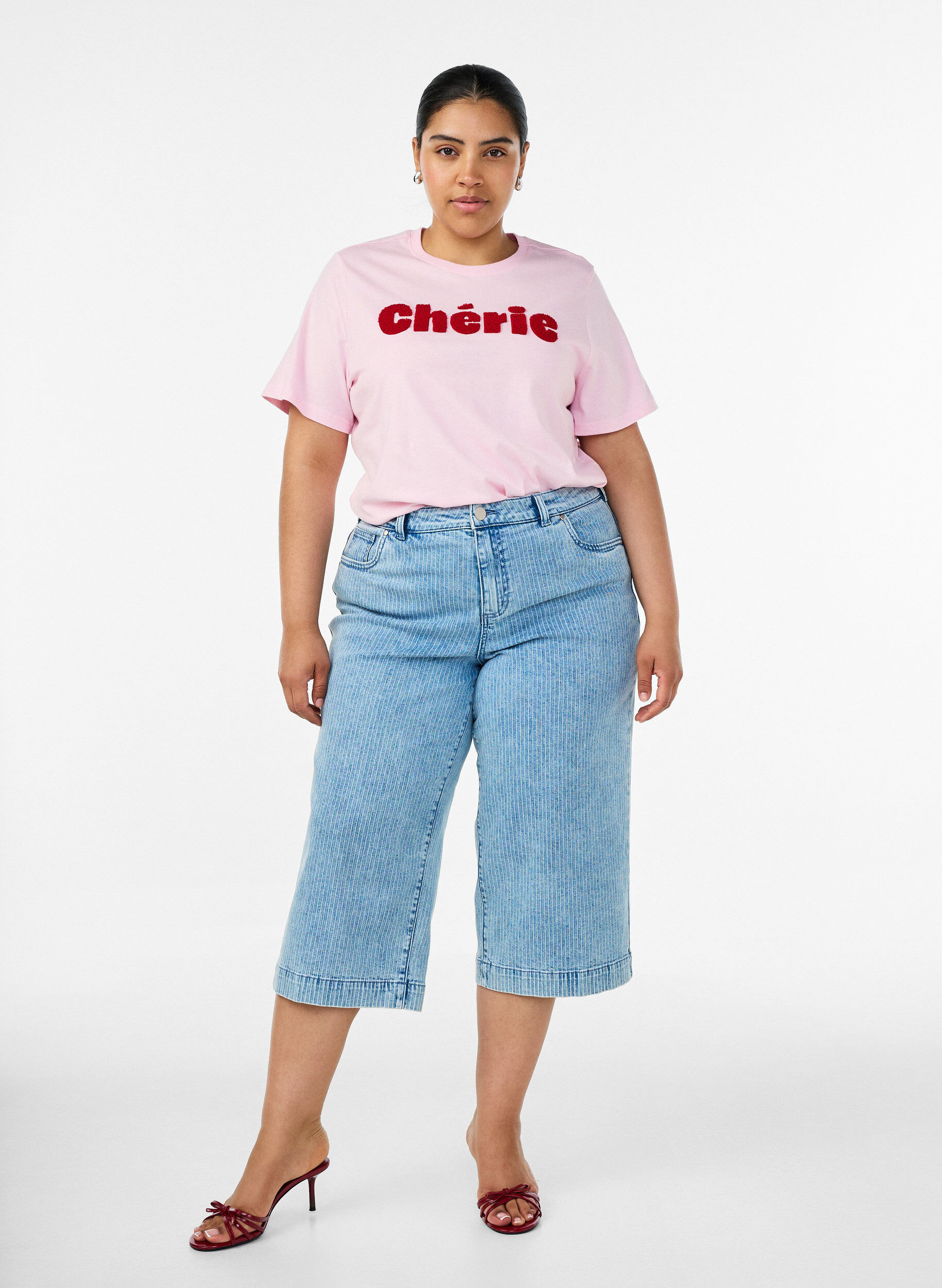 ZizziT-Shirt aus Bio-Baumwolle mit Frontprint, Rot, Model image number 1