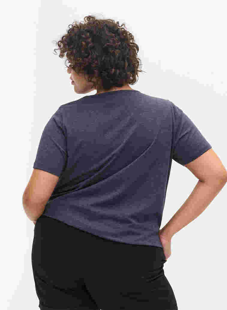 T-Shirt mit Lochstickerei und kurzen Ärmeln, Night Sky Mel., Model image number 1