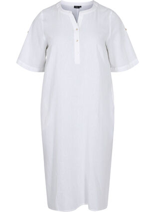 Langes kurzärmeliges Hemdkleid, White, Packshot image number 0