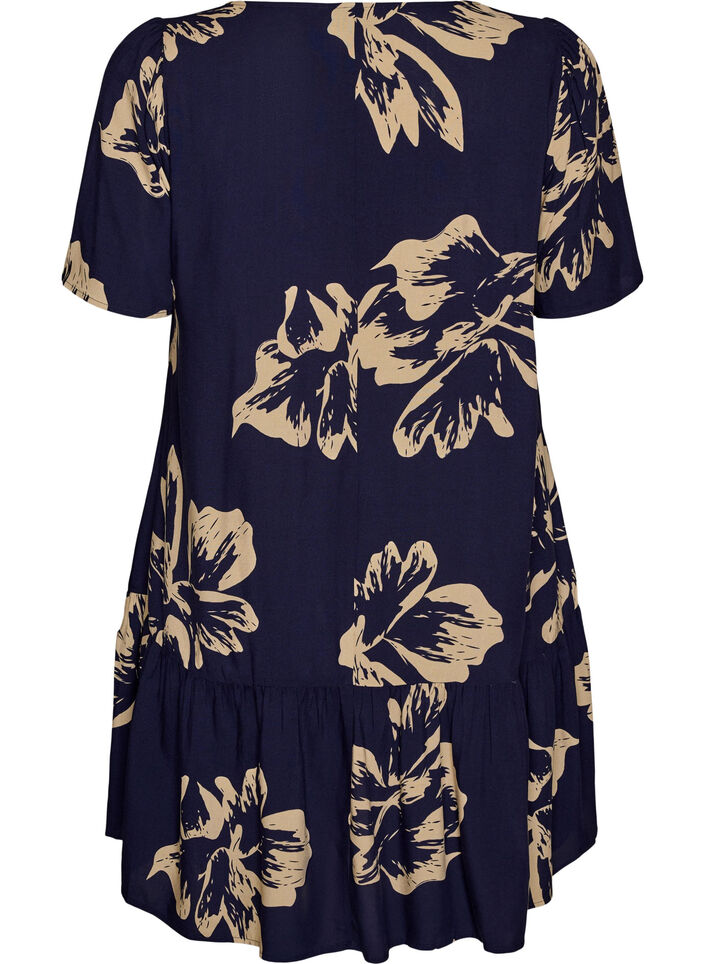 Kleid aus Viskose mit Schnittlinie, Blau, Packshot image number 1
