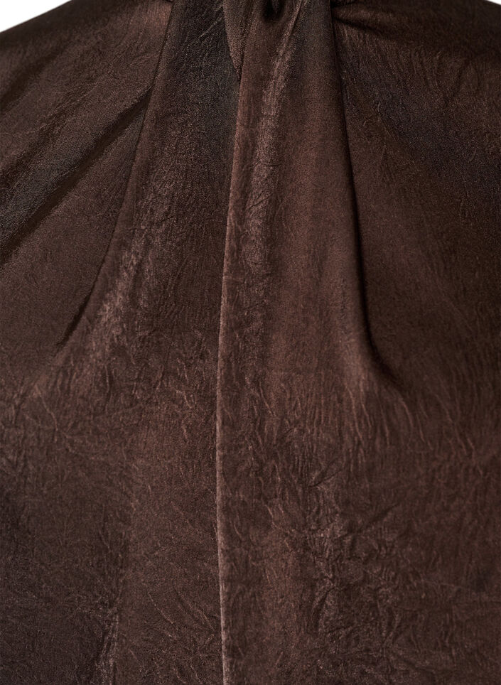 Bluse im Satin-Look mit Ballonform, Braun, Packshot image number 2