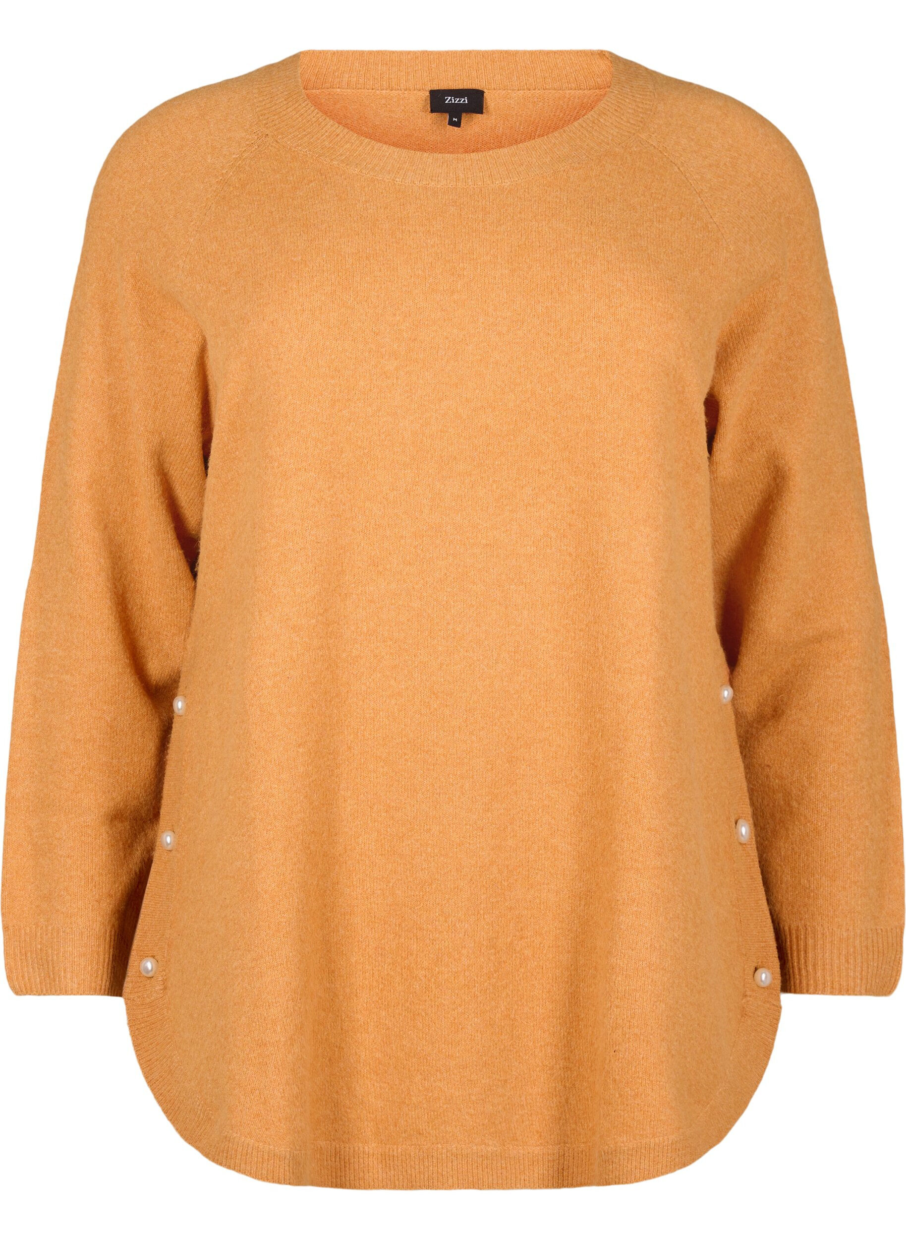 Zizzi Strickbluse mit Perlendetails, Yam White Mel., Packshot image number 0