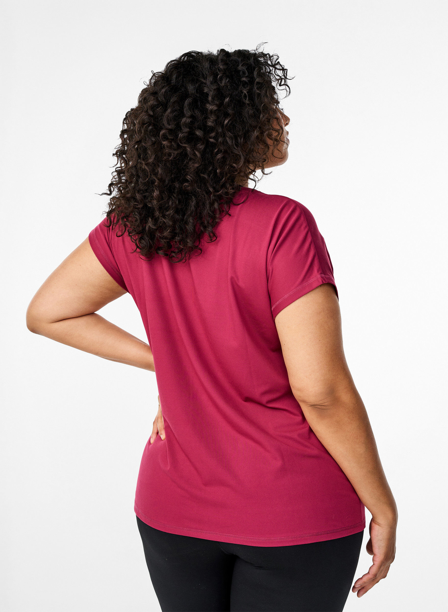 Zizzi Unifarbenes T-Shirt f&uuml;rs Training, Rot, Model image number 2