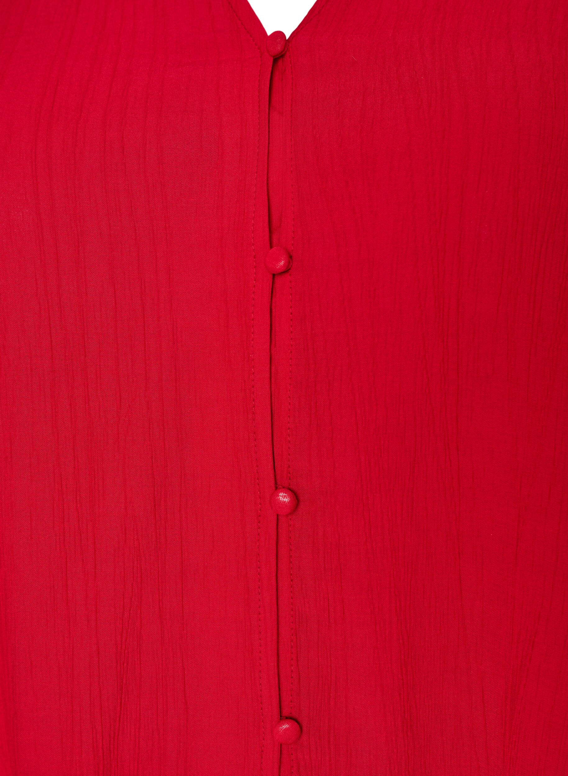 ZizziLockere Tunika mit gekr&auml;uselter Struktur und R&uuml;schensaum, Rot, Packshot image number 2