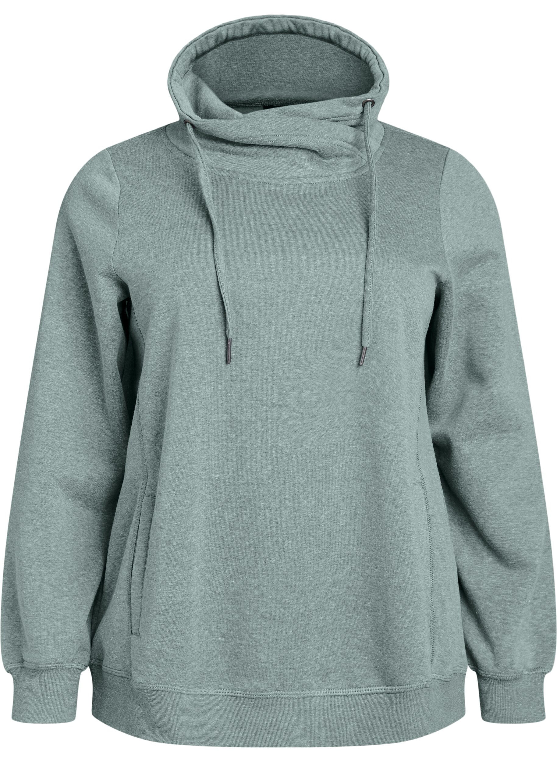ZizziSweatshirt mit Stehkragen und Taschen, Gr&uuml;n, Packshot image number 0