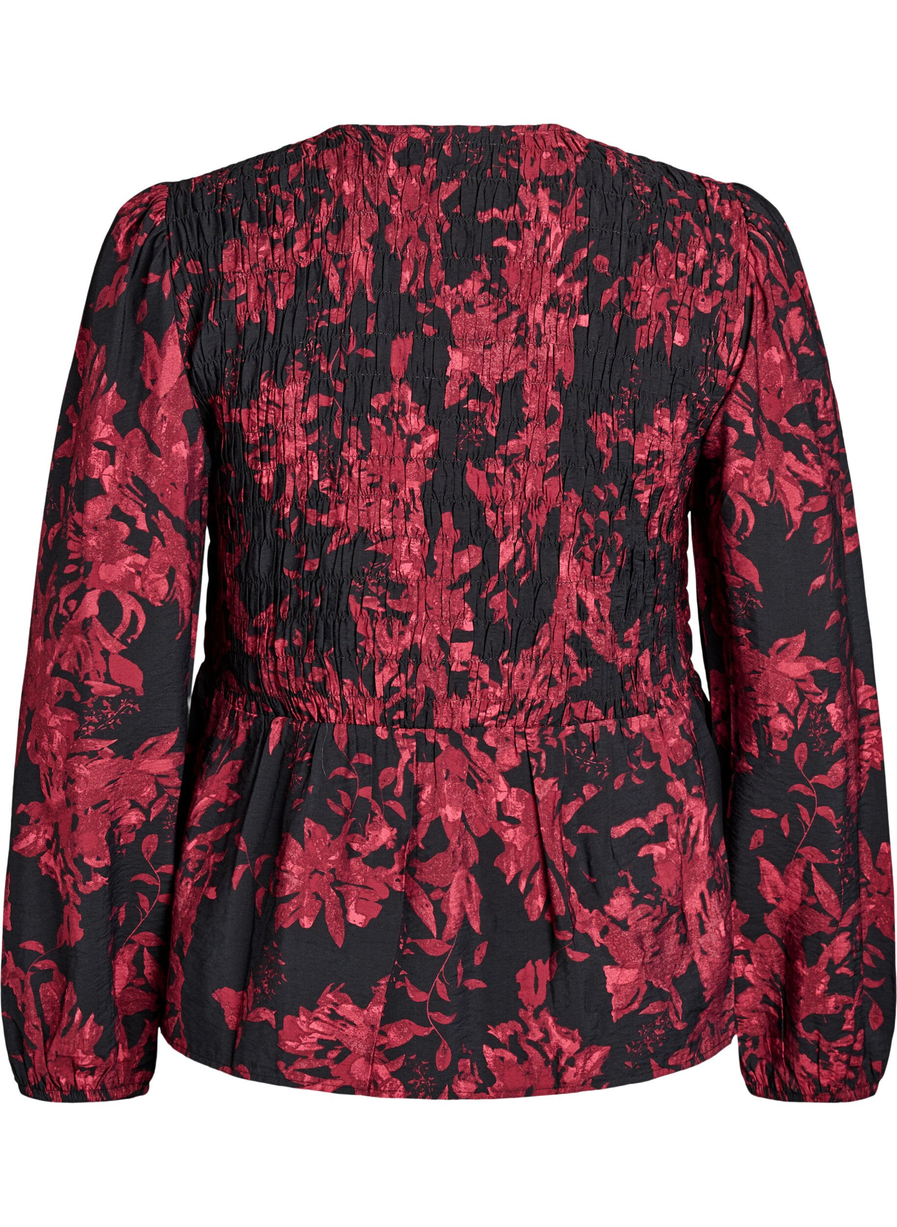 Zizzi Bluse mit Puff und langen &Auml;rmeln, Schwarz, Packshot image number 1
