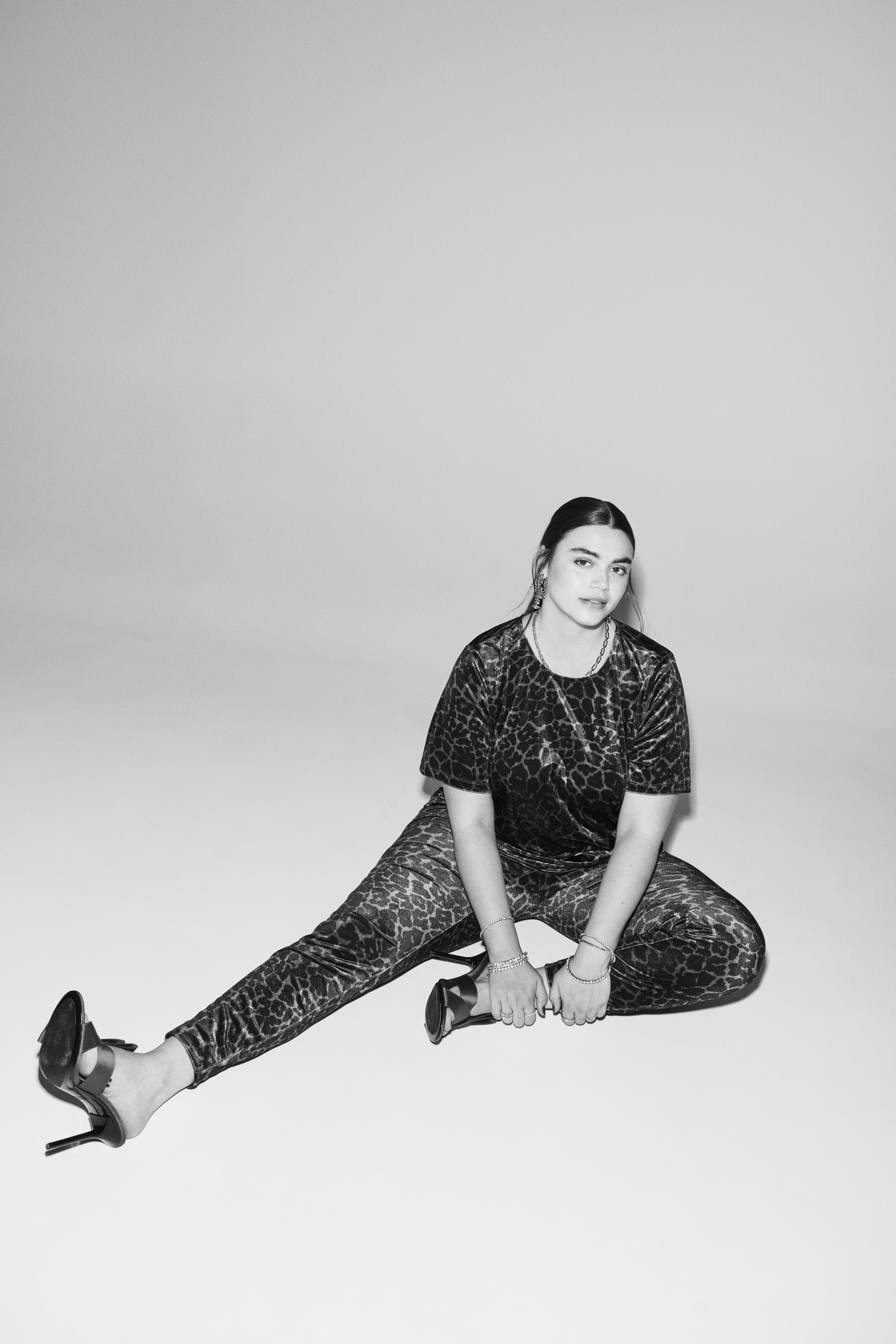 Zizzi Braunes Leoparden-Velours-Set , , Model